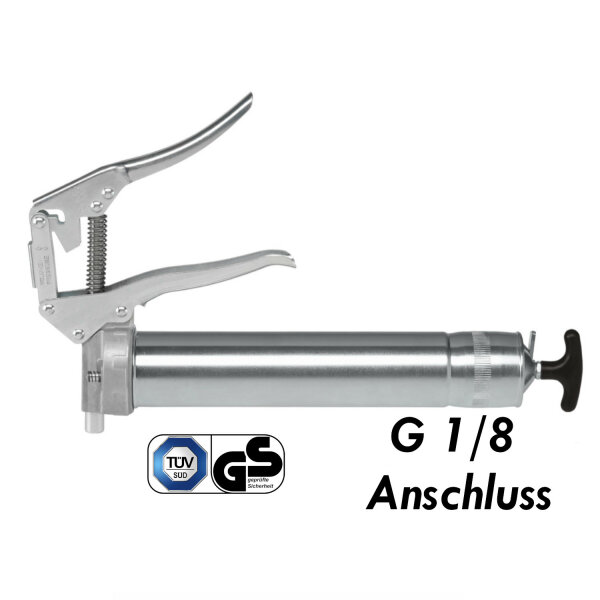 TWIN-LOCK Einhand-Fettpresse mit Pressenrohr aus hochwertigem, verzinktem  Stahl G 1/8 Anschluss